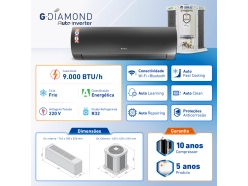 Ar-Condicionado Split Inverter 9.000 BTUs Gree G-Diamond Auto Inverter Wi-Fi R-32 Frio 220v Produto Ar-Condicionado Split Inverter 9.000 BTUs Gree G-Diamond Auto Inverter Wi-Fi R-32 Frio 220v
